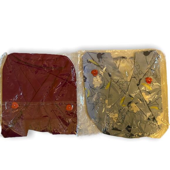 Bouffant Hospital Medical Work Cap Set Of 2 Blue Floral Maroon - Picture 2 of 5